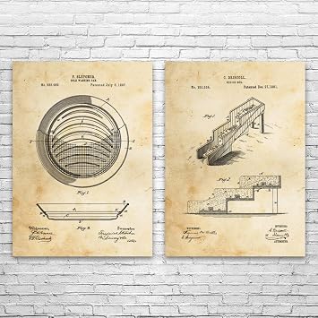 Gold Mining Patent Prints Set of 2 8x10, Mining Decor, Gold Prospector, Miner Gift, Gold Rush Art, Rock Collector, Wall Art Vintage Paper