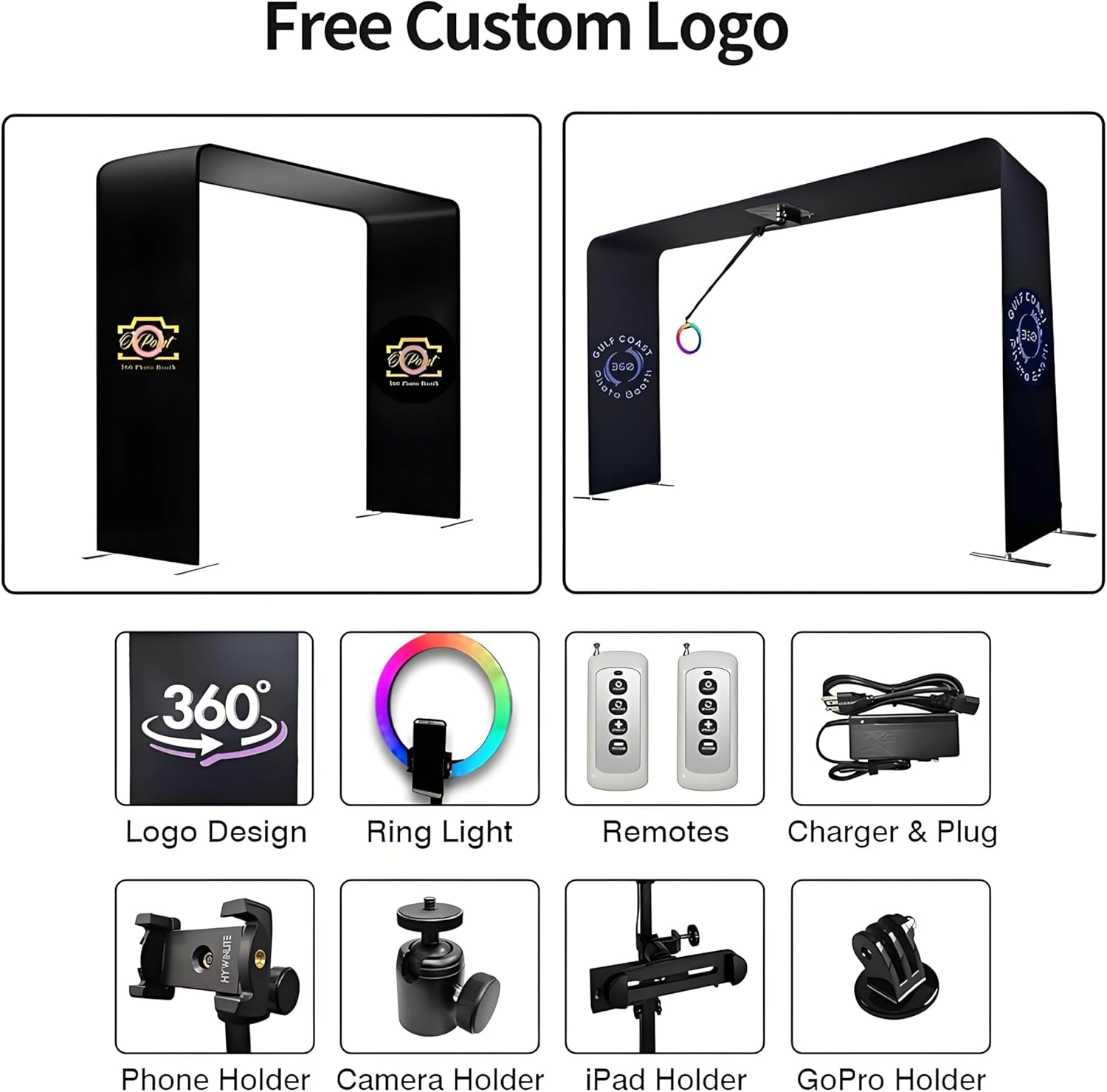 360 Photo Booth Machine for Parties, Automatic Rotating Camera Booth, 7-15 People Capacity, Multi-Scene Spin, Custom Logo, Perfect for Events & Celebrations