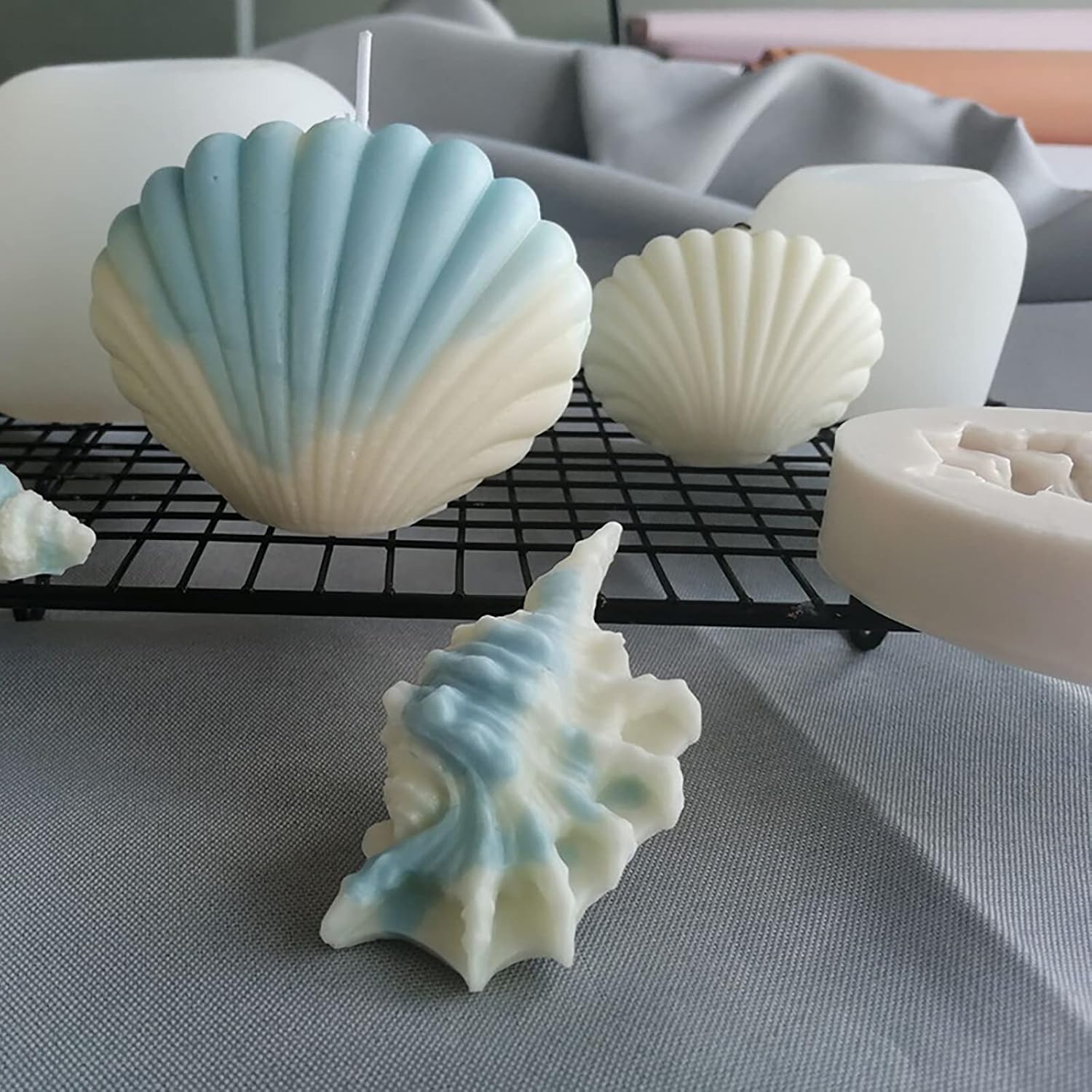 4 Pack Silicone Conch Resin Sea Shell Mold for Candles and Soap - Candle Making Mold