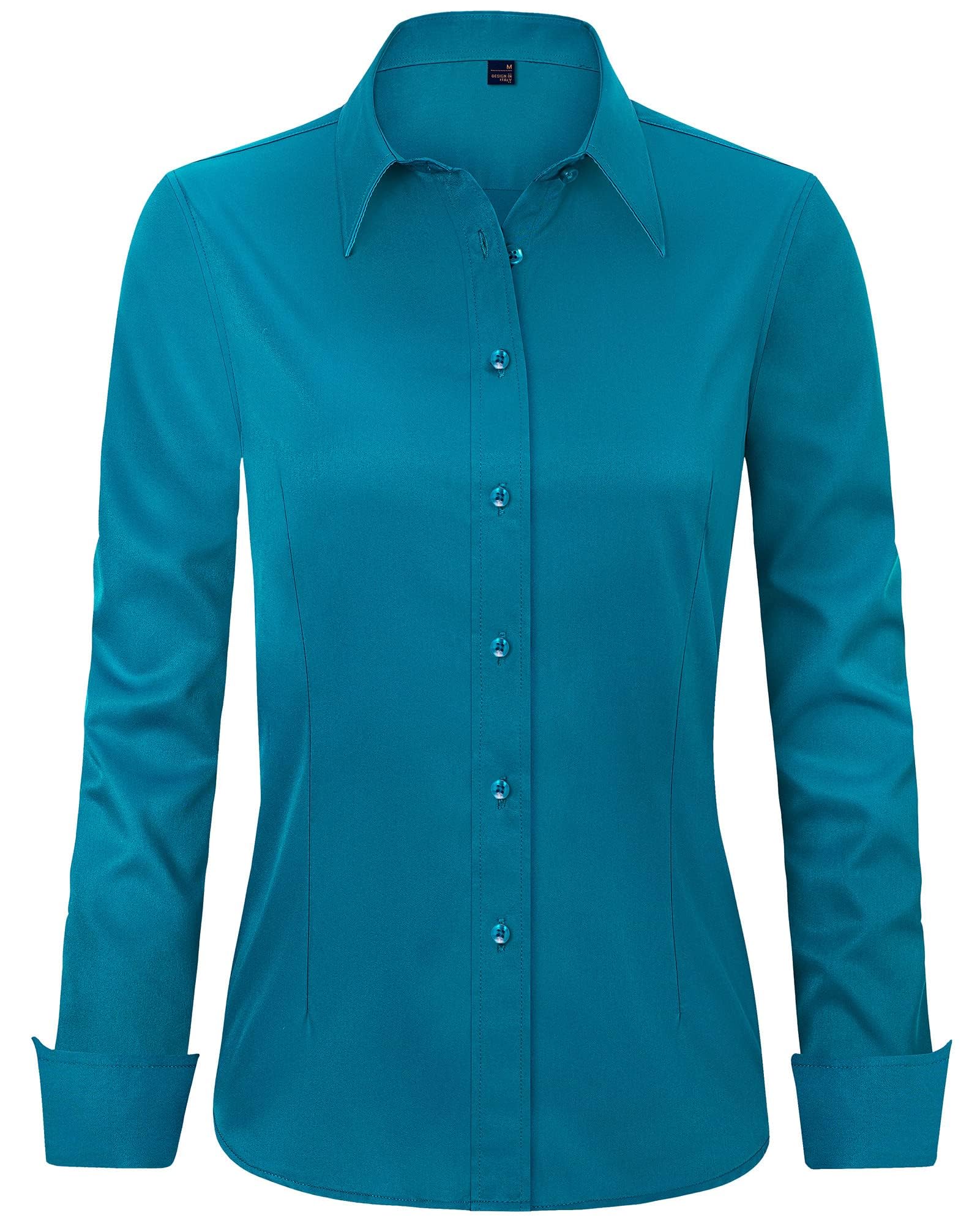 J.VER Womens Dress Shirts Long Sleeve Button Down Shirt Wrinkle-Free Business Casual Blouse Office Work Tops