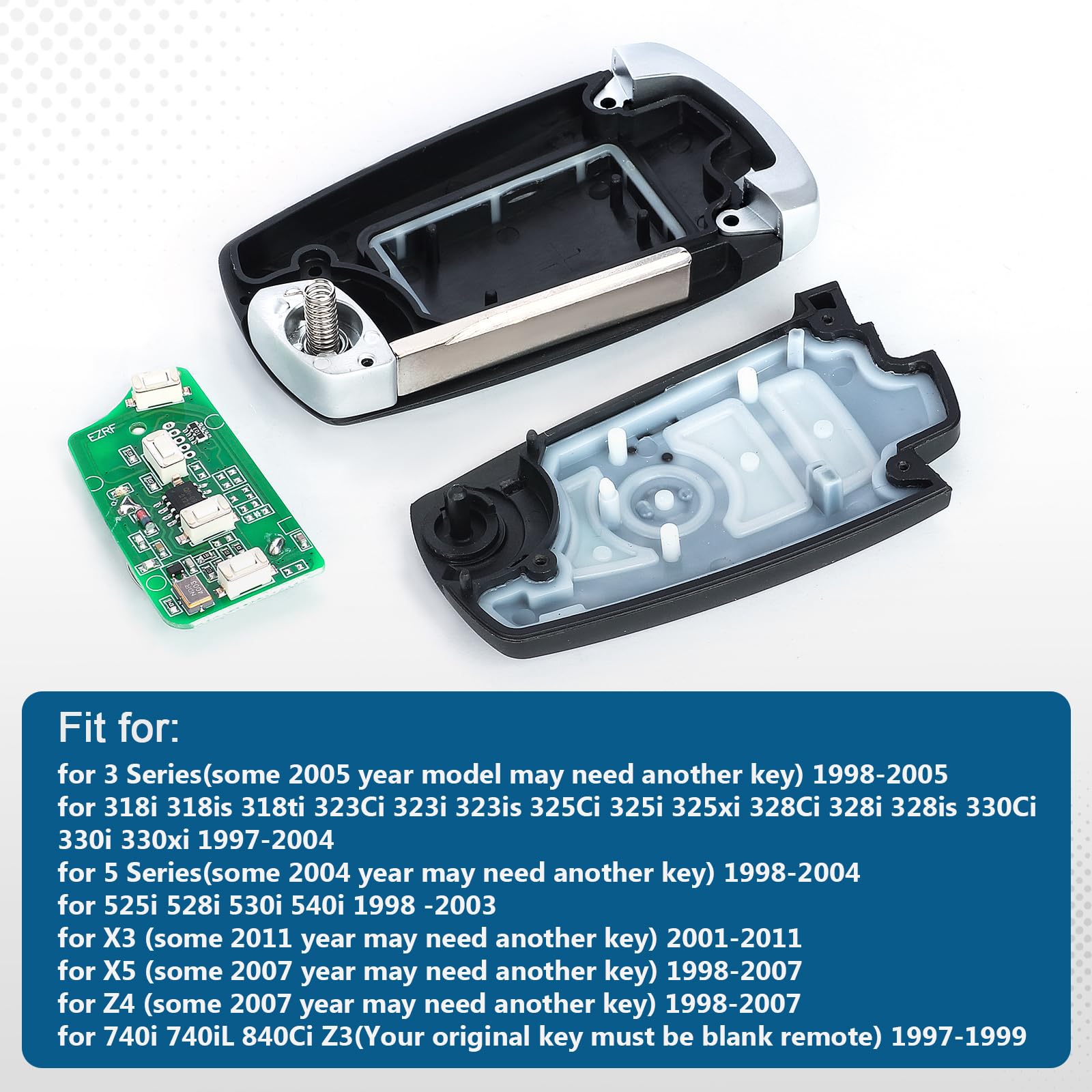 Keyecu EWS - Telecomando a 4 pulsanti per BMW X5 Z3 Z4 2001-2005 HU92 Blade