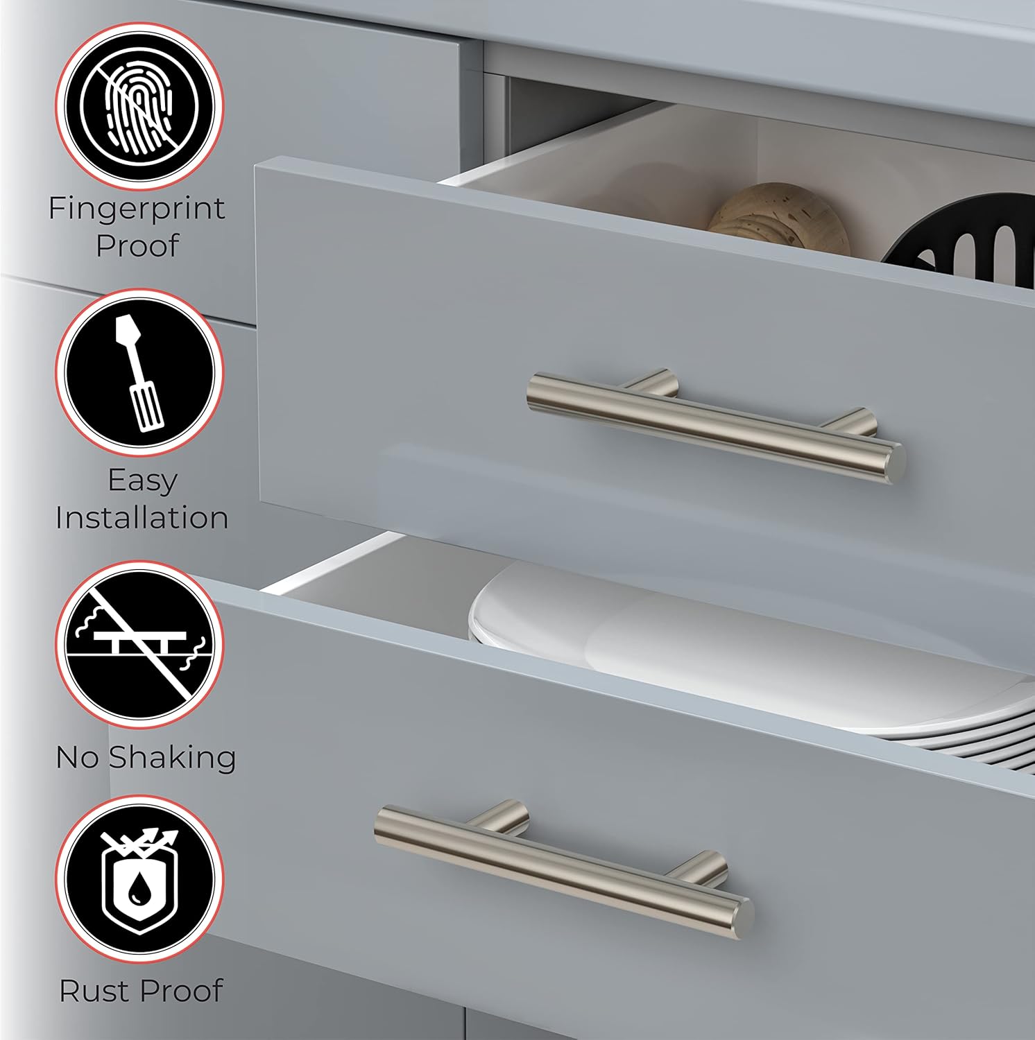 Brushed Nickel Stainless Steel Cabinet Bar Pulls with Mounting Hardware