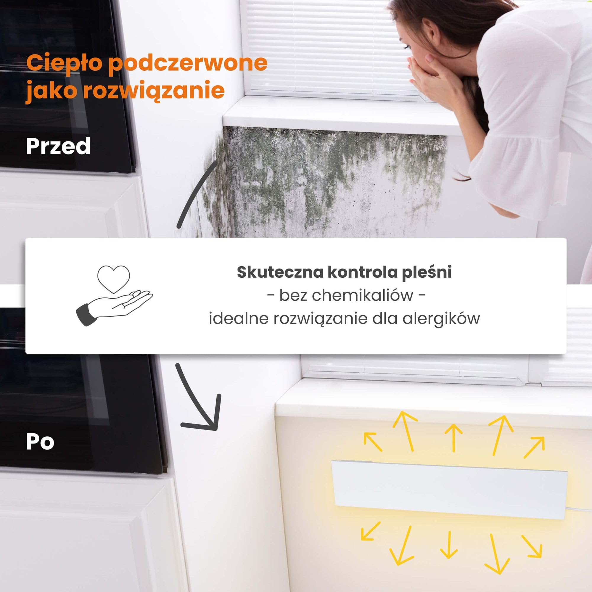 Ogrzewanie na podczerwień przeciw pleśni 60W, 12 x 60 x 1,3cm