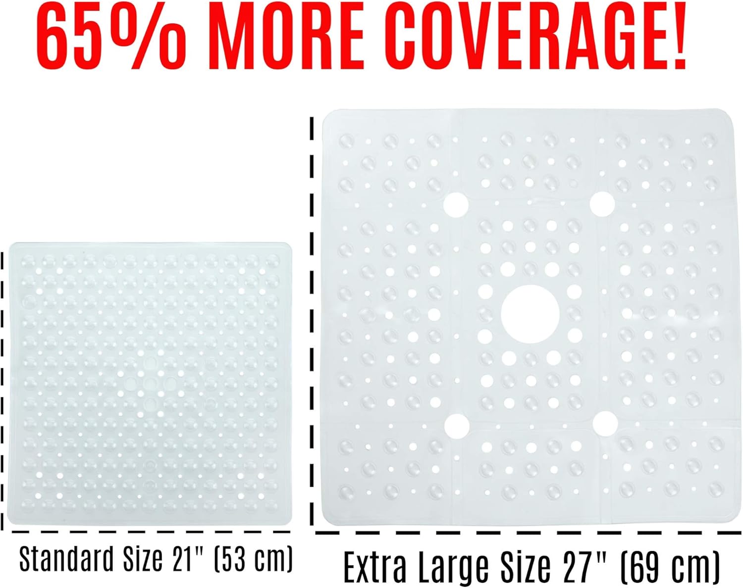 Exclusive Discount 80% Offer SlipX Solutions Extra Large Square Shower Mat 27 x 27, Non-Slip Stall Mat for Elderly & Kids Bathroom (Drain Holes, Strong Suction Cups, Machine Washable, Clear) Free Shipping Over $50 SlipX Solutions Extra Large Square Shower Mat 27 x 27, Non-Slip Stall Mat for Elderly & Kids Bathroom (Drain Holes, Strong Suction Cups, Machine Washable, Clear)
