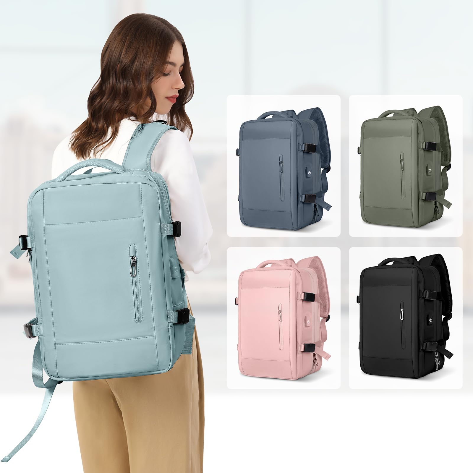 BJLFS Borse da Cabina per Ryanair 40×20×25 Bagaglio a Mano Easyjet 45×36×20 Borsa Zaino da Viaggio, Zaino da trekking,Zaino Casual per laptop da 14 pollici per scuola