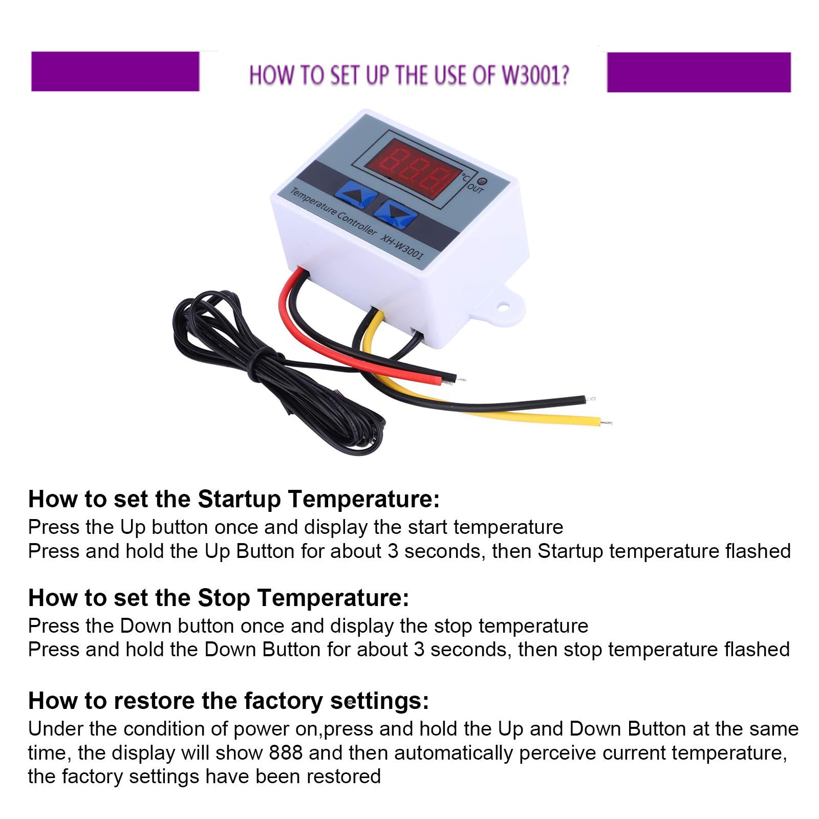 Aicharynic XH-W3001 Digitaler Temperaturregler 3er-Set – Mit Wasserdichter Sonde, 110–220V, Heizen/Kühlen, LCD, Einstellbar – Für Inkubation, Schränke & Co.