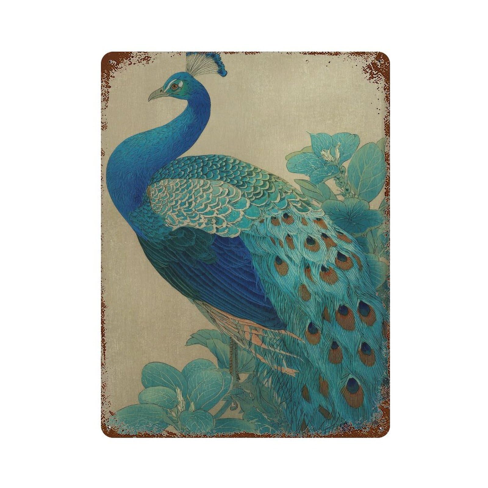 xiaoxiaoshen Peacock. Botanical Elegant Nature Wall Decor Art Metal Tin Poster Modern Home Decor Art Home Bar Shop Decorations Vintage Sign 40x30cm