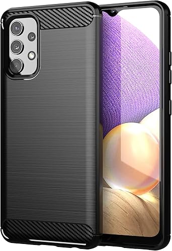 Funda para Samsung Galaxy A32 5G, funda protectora suave y delgada con diseño de fibra de carbono TPU cepillado, funda delgada y duradera para