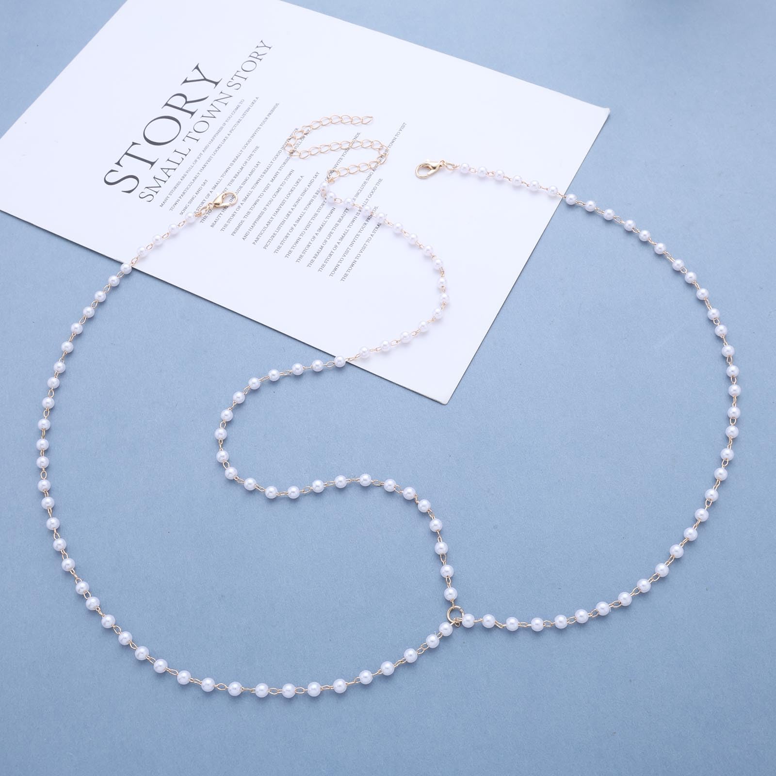 Inateannal Boho Pearl Head Chain Headpiece Jewelry Pearl Beaded Bridal Hair Chain Pearls Hair Headpiece Gold Tassel Headdress Wedding Headpiece Accessories Jewelry for Women - Image 4