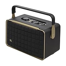 JBL Authentics 300, Smart Home Speaker, Altoparlante Bluetooth Stile Retrò Anni ’70 con Griglia Quadrex, Wi-Fi Integrato, Assistente Vocale, AirPlay, Batteria Integrata con 8 h di Autonomia, Nero