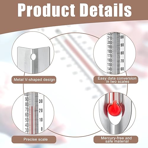 Miniatura 3 de 24 termómetros científicos en forma de V, doble escala, termómetro de laboratorio sin mercurio para suministros escolares de estudiantes,