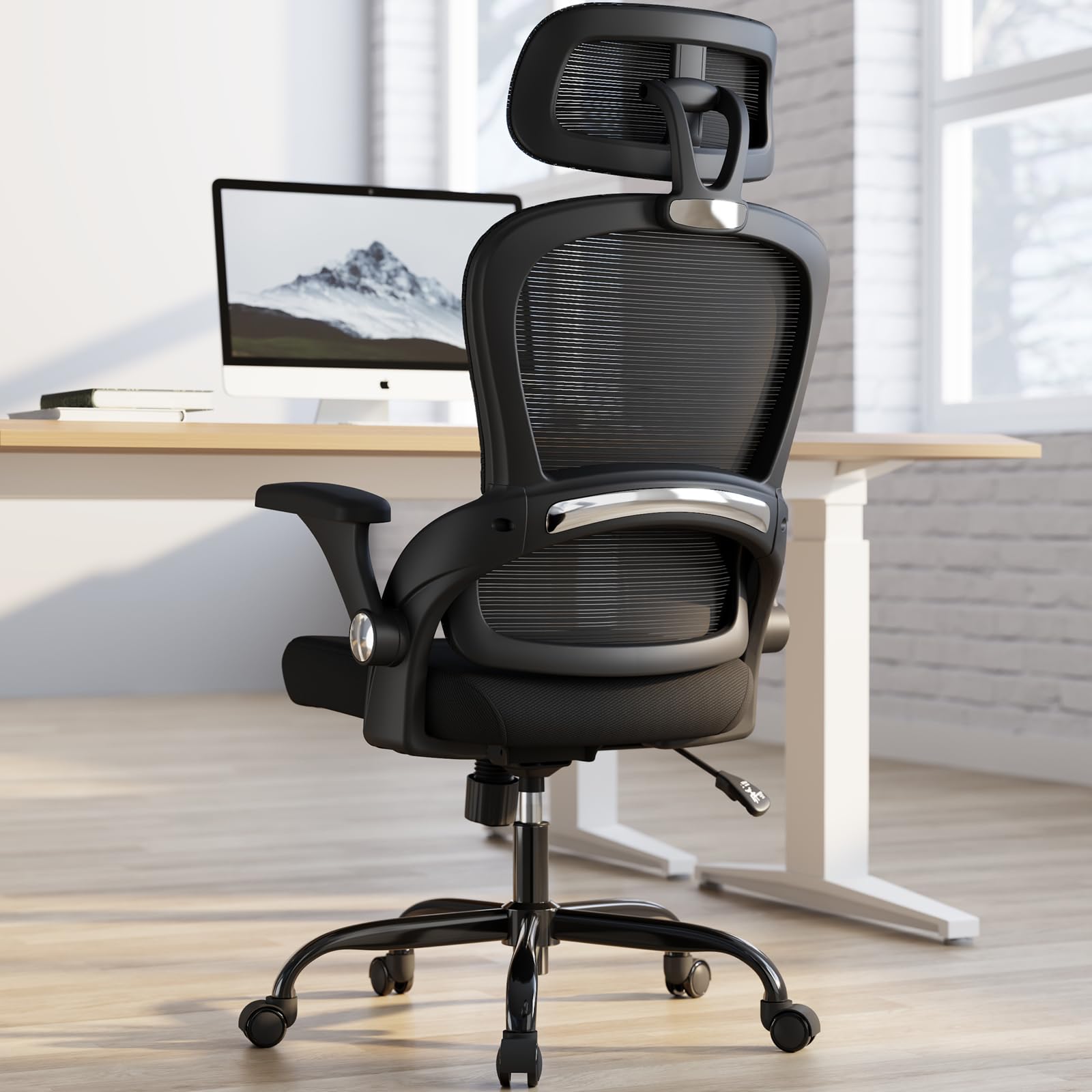 TRALT Office Chair - Ergonomic Office Chair with Back Support, Home Office Desk Chairs, 330lbs Wide Seat Big and Tall Office Chairs with Headrest, Comfy Desk Chairs (Black) image 3