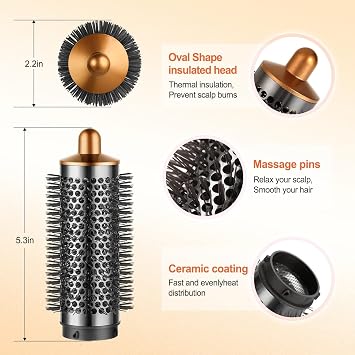 Upgraded Large Round Volumizing Brush and Round Brush Attachment for Dyson Airwrap HS01 HS05 HS08
