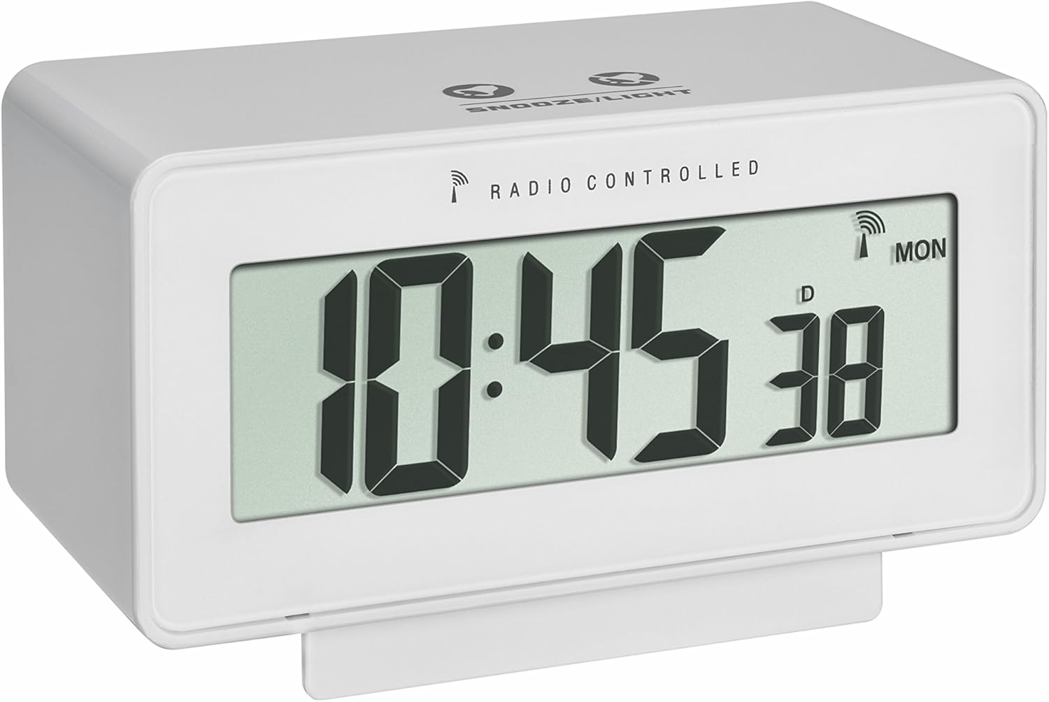 TFA Dostmann 60.2544 Change - Despertador Digital (Temperatura Ambiente, radiocontrol, día de la Semana y Fecha, Color Blanco)