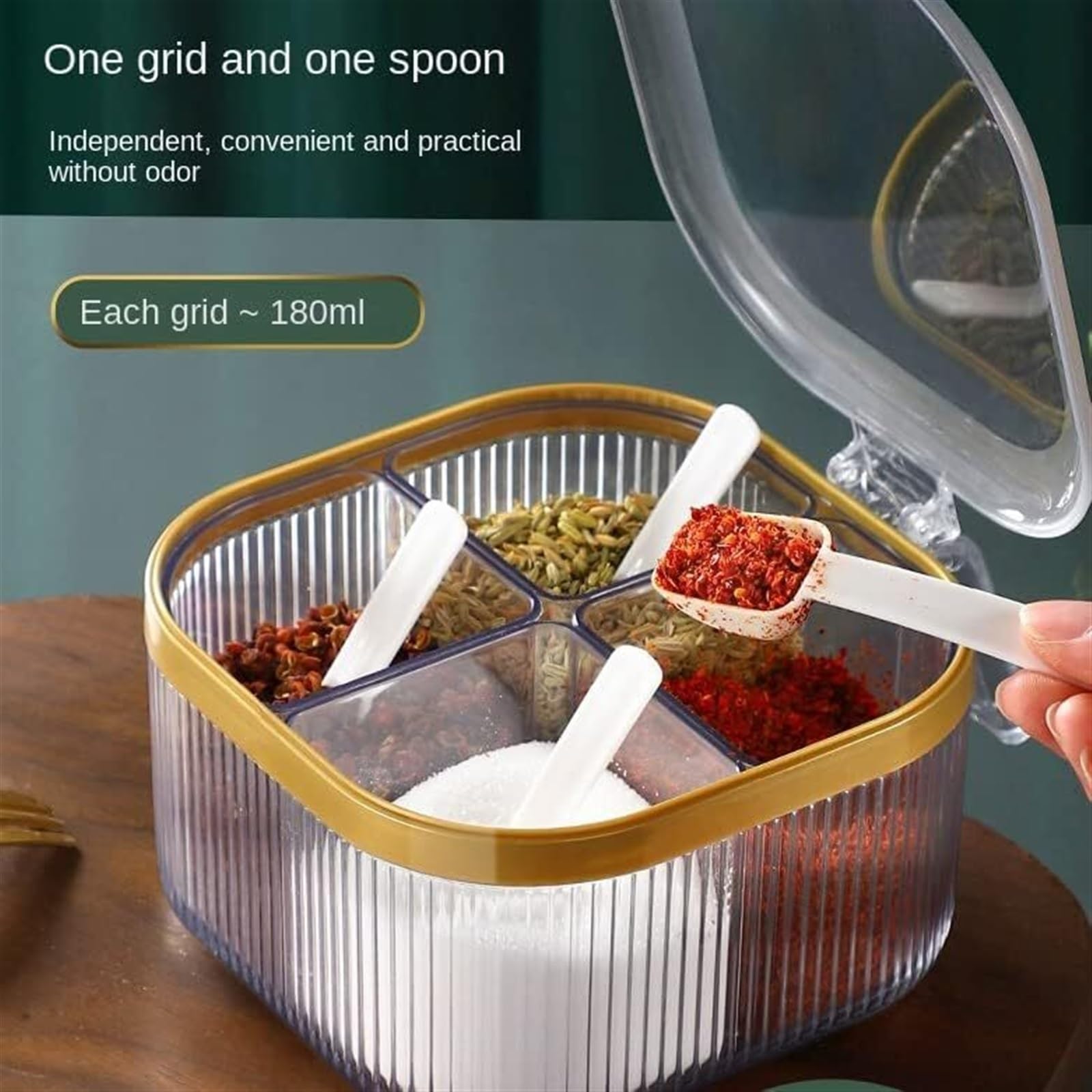 Pots d'assaisonnement, boîte à épices, ensemble de combinaison de boîtes d'assaisonnement, pots à condiments de cuisine à domicile, réservoir de sel Msg, boîte de rangement multi-grilles for sucrier,