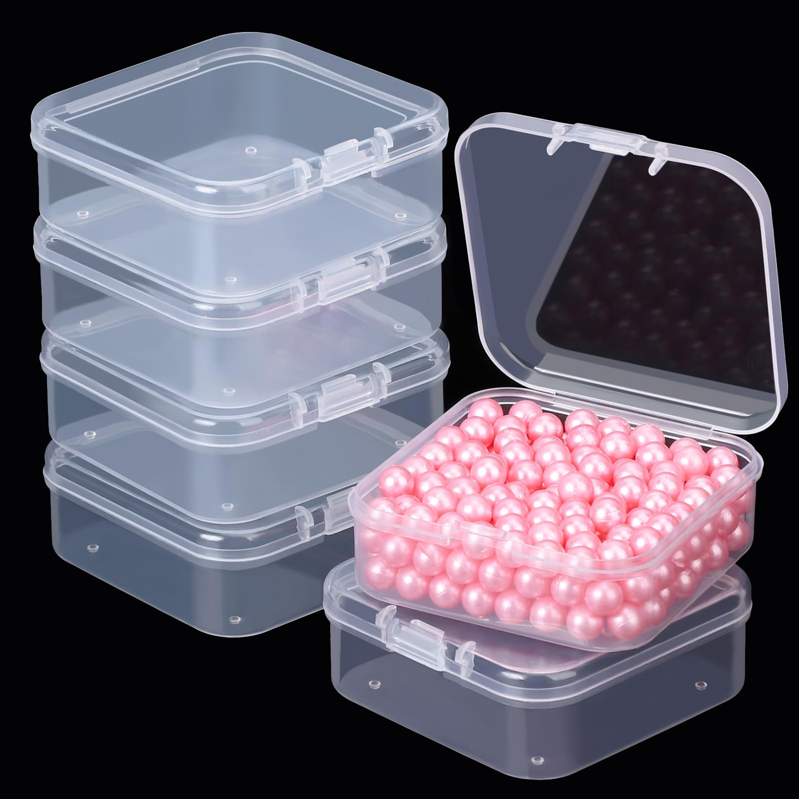 Segbeauty Small Box, 6pcs 5.5 x 5.5 x 2 cm Organiser, Small Portable Plastic Box, Stackable Boxes, Transparent Boxes for Storage Small Items, Screws, Buttons