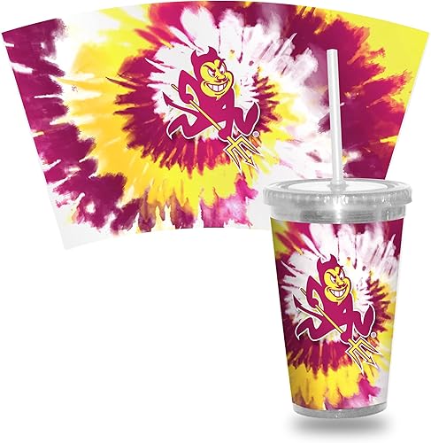 Rico Industries NCAA Sports Team - Vaso transparente de 16 onzas con pajilla, vaso de viaje del color del equipo para fanáticos de los deportes,