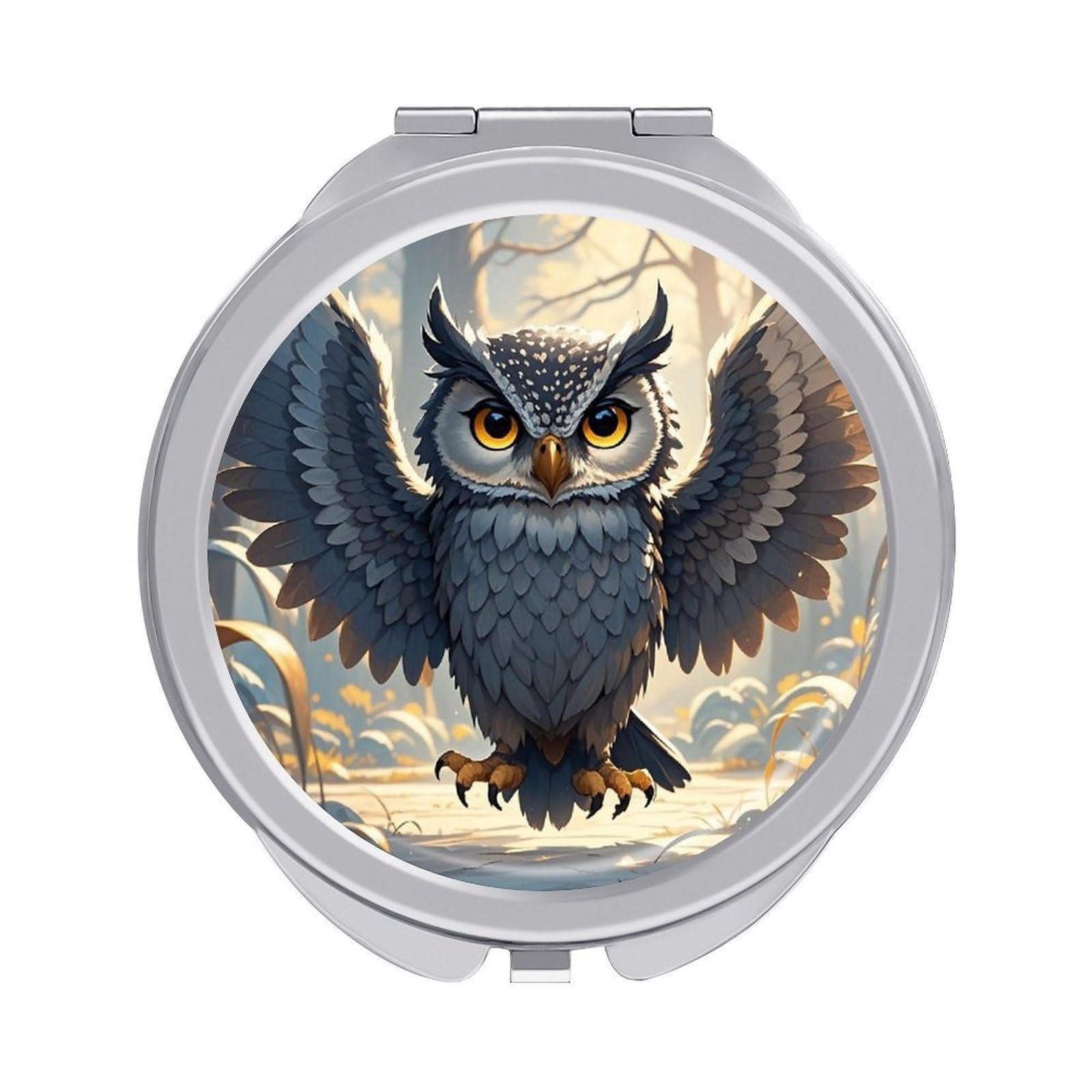 VstaDank Anime Owl Compact Mirror for Purses Round Fashion Travel Makeup Mirror 2X /1x Magnifying Double Sides Mini Mirrors Portable Pocket Mirrors for Handbag Purse Women Gift