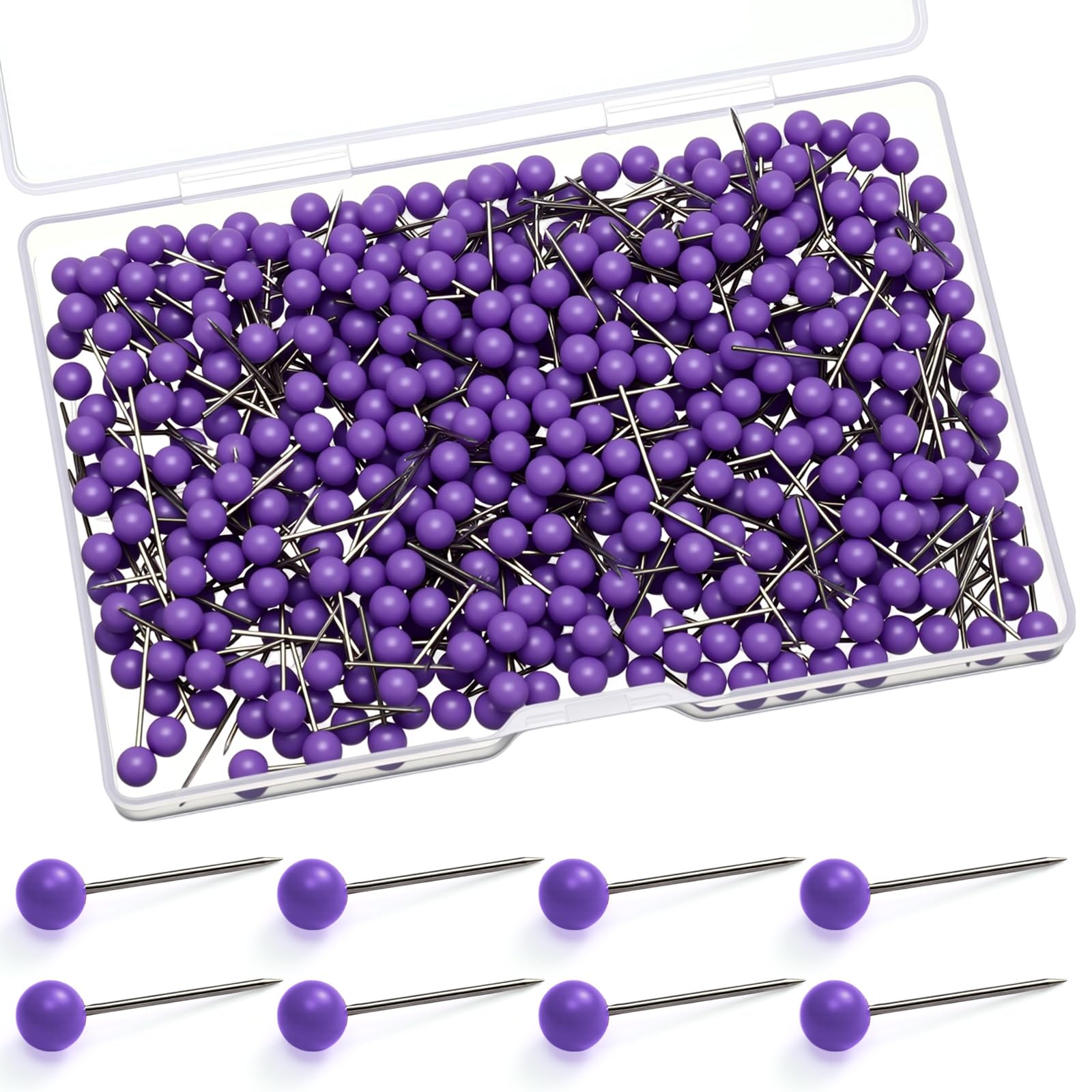 500 Pack Map Push Pins Map Tacks Small Size(Purple, 1/6 Inch)