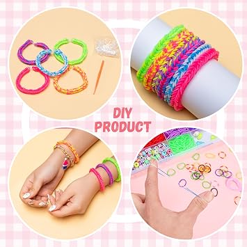 XKDOUS Rubber Band Bracelet Kit, Loom Bracelet Making Kit for Art and Craft, Rubberband Bracelets kit for Kids Ages 6+ 21 Colors 2000+