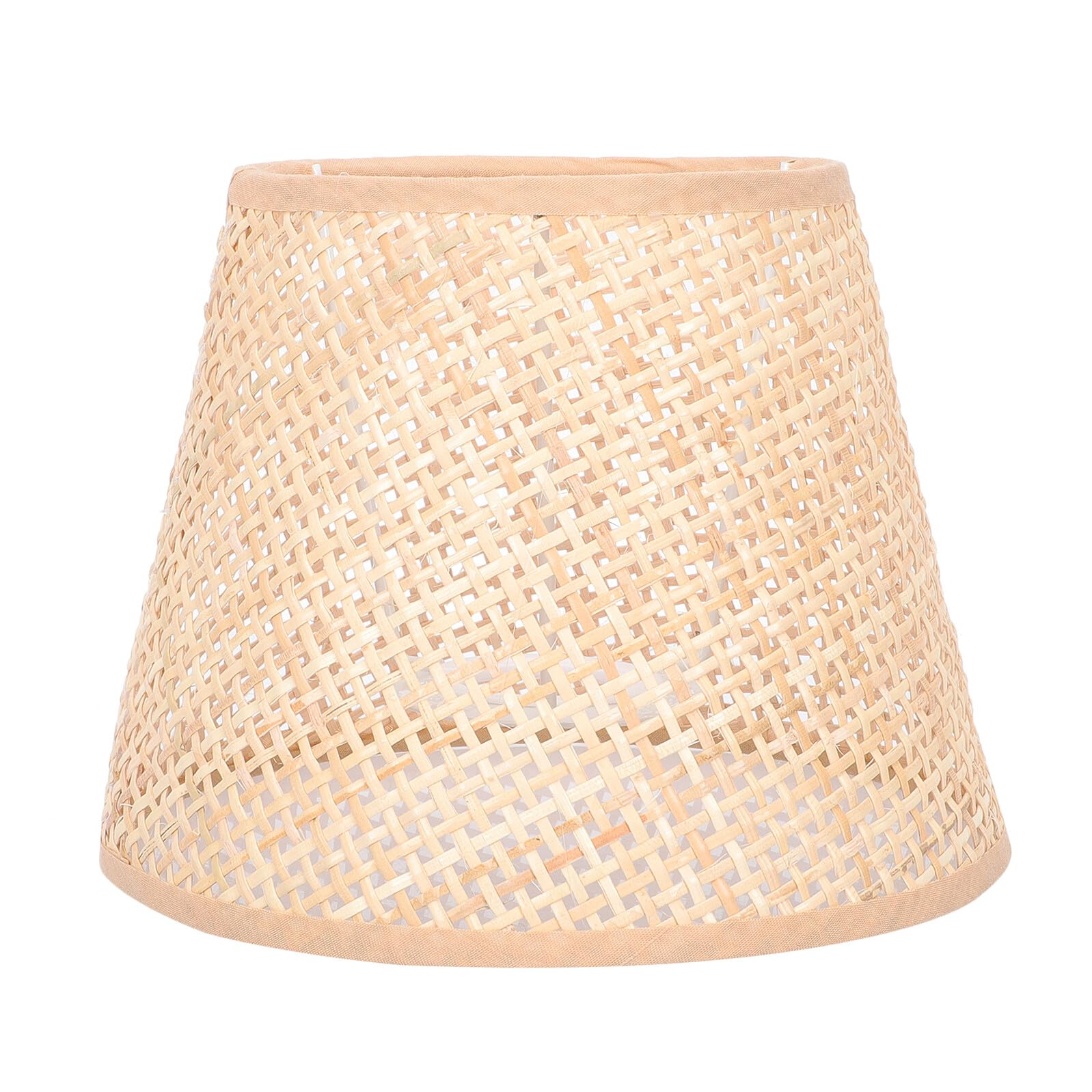 Pantalla tejida de ratán para lámpara de mesa E27 E14, pantalla de luz en forma de cono de 17 cm, cubierta de lámpara de escritorio de mimbre natural para el hogar y la oficina