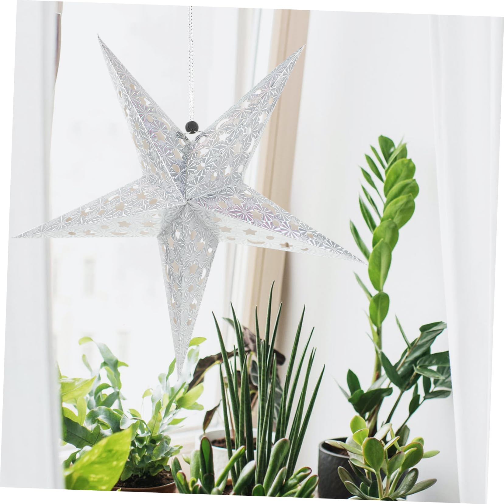 WOONEKY 5Pcs Silver Hanging Lampshade Decor for Weddings and Birthdays Durable Light Shade Accessories for Ceiling Decoration for Star Themed Parties