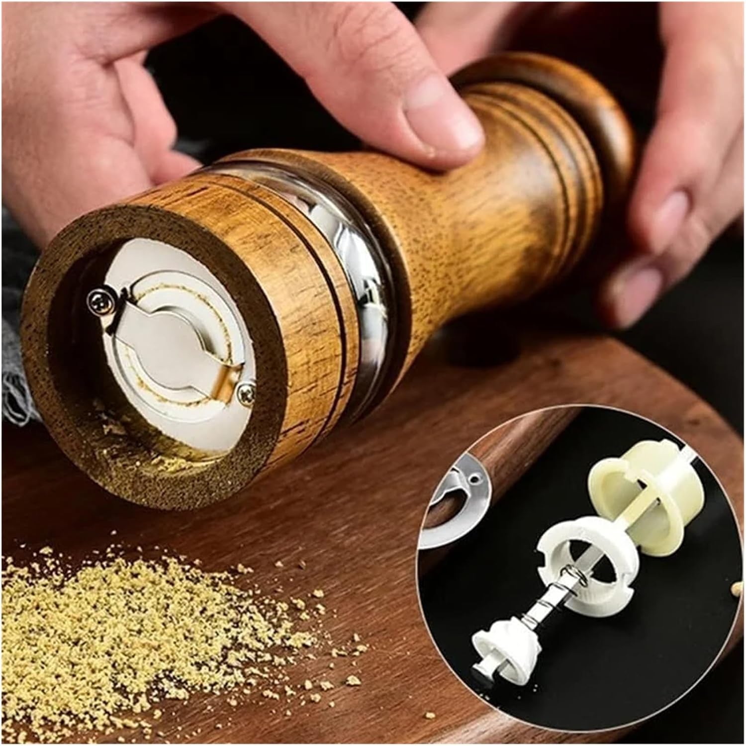 Grinder Adjustable Coarseness Acrylic Visible Window Kitchen Home Refillable Spice Mills(4 inches)