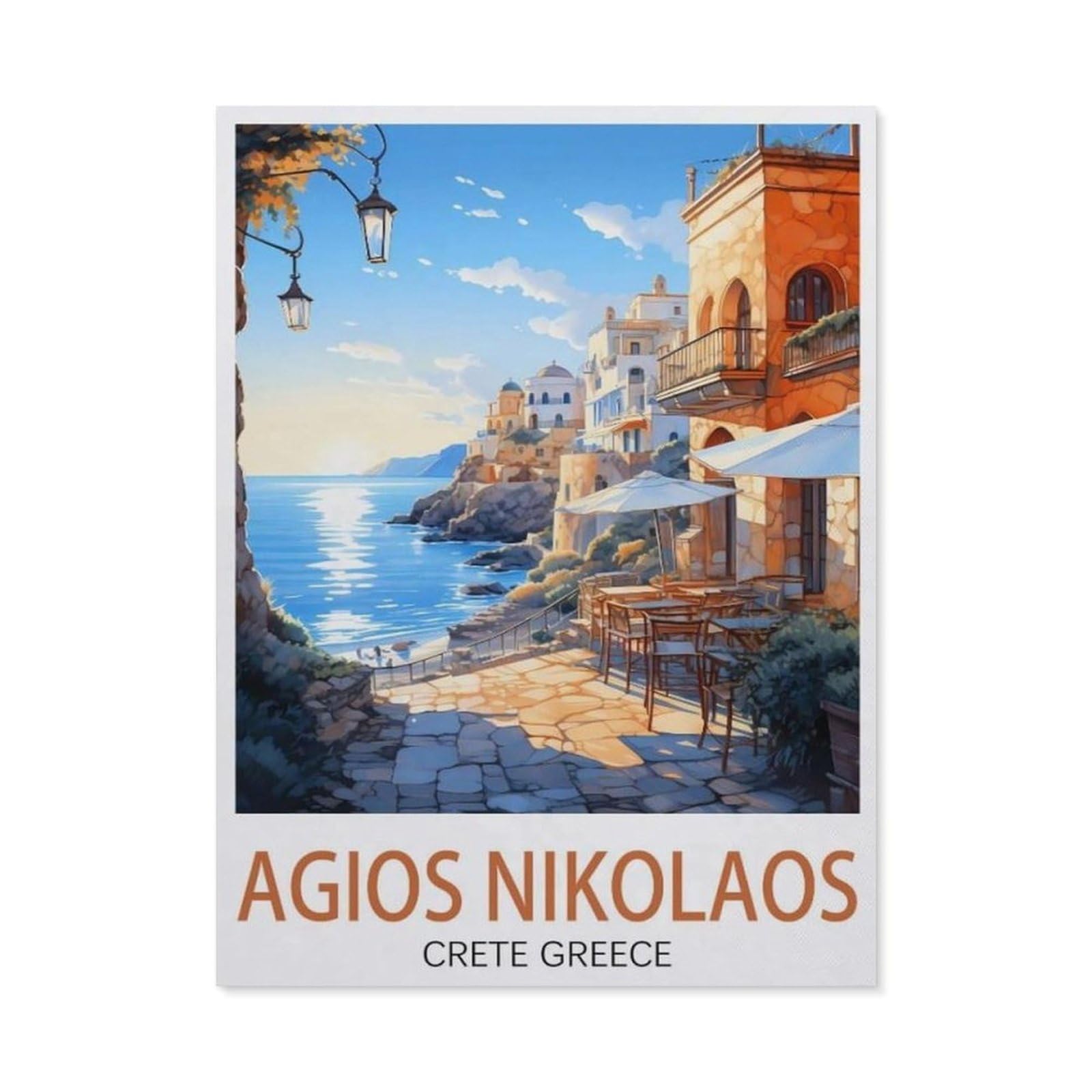 Beayodkp A21 Paint By Numbers For Adults，Agios Nikolaos Crete Greece，Canvas Adults' Paint By Number Kits On Canvas Diy Oil Painting By Numbers For Adults(50X60cm-An12