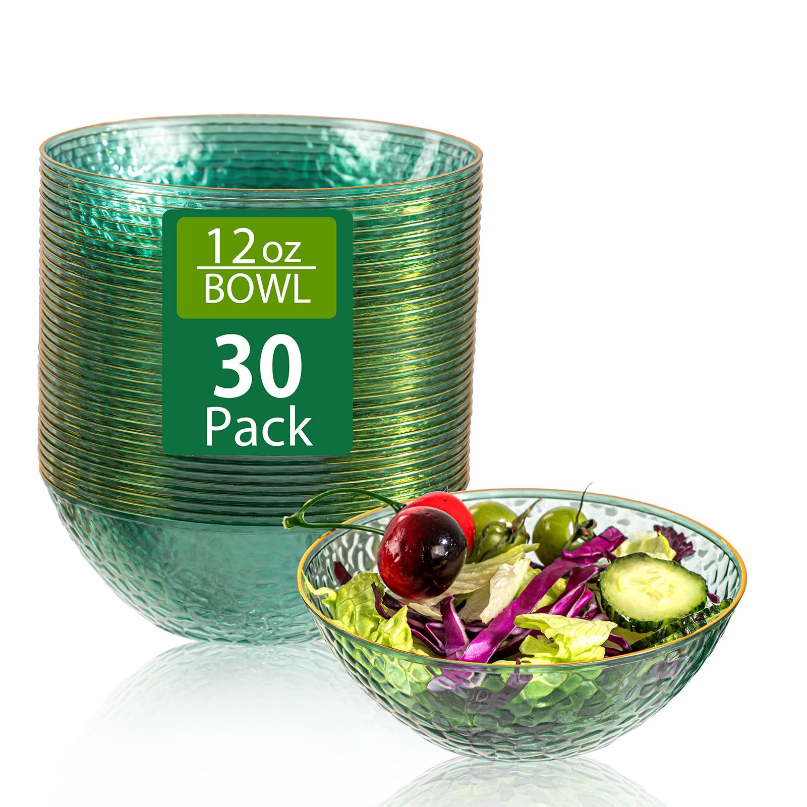 Bols en plastique rigide I00000 vert et doré avec marteau de service pour fête