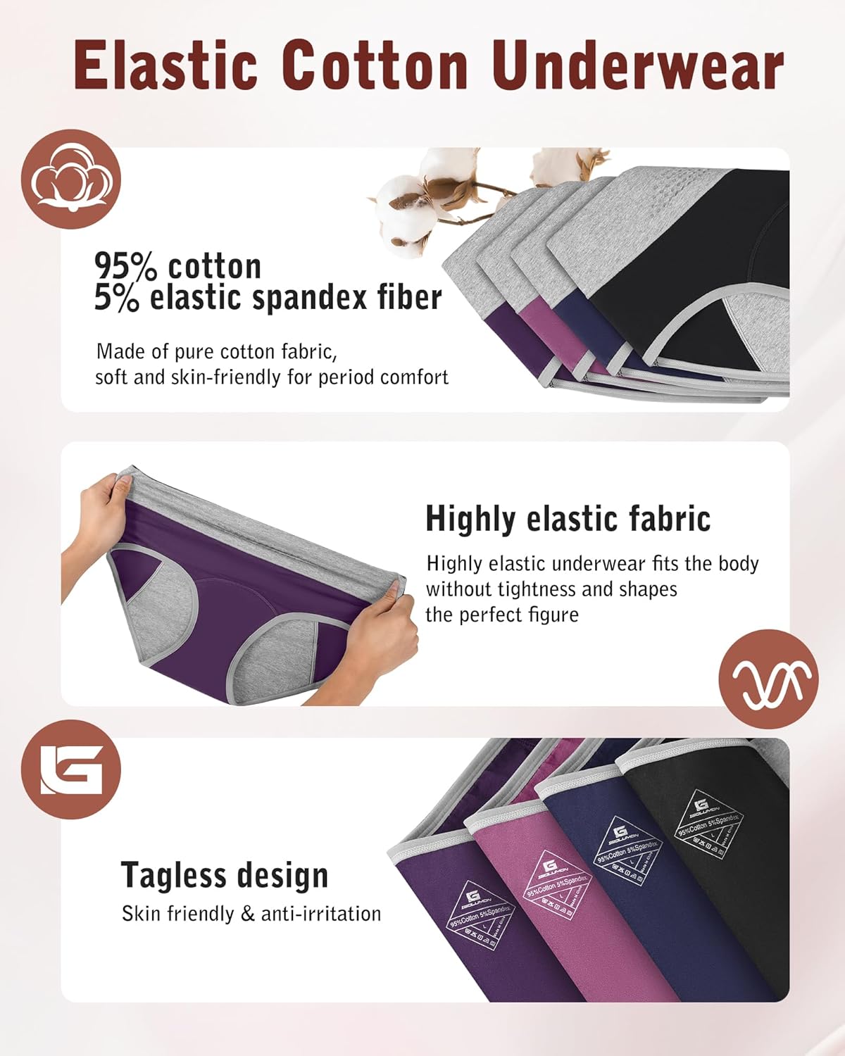 IGOLUMON Period Underwear for Women, Leak-Proof Incontinence & Postpartum Panties, Heavy Flow Protection with Graphene Core - Image 6