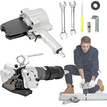 Pneumatic Steel Strapping Machine for 1.25in Width Metal Belt, Heavy Duty Air Combined Split Banding Tool, Tensioner and Cutter Sealer for High Tensile Packaging