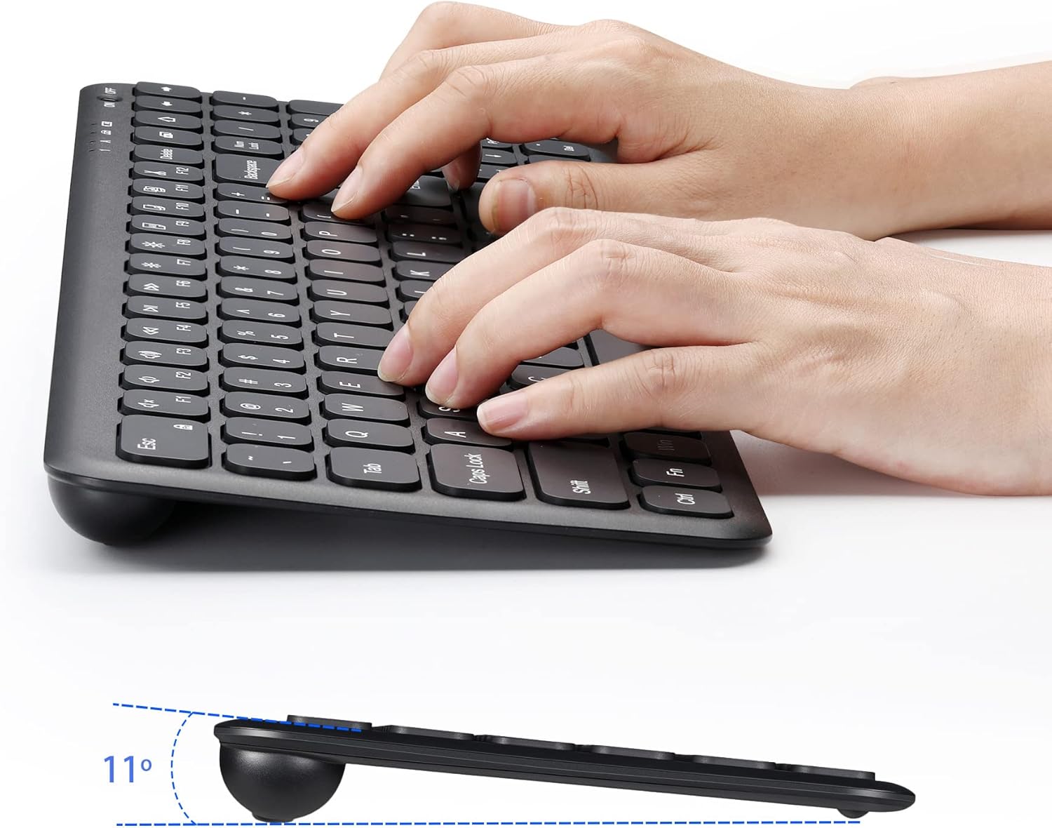 Wireless Backlit Keyboard and Mouse Combo, 2.4G Rechargeable Ultra Slim Silent Keyboard and Mouse Set for Windows PC Computer, Laptop, Desktop (Black)