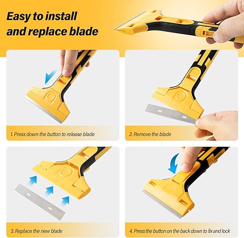 Miniatura 4 de Gomake Herramienta raspadora de hoja de afeitar, pintura de pared, raspador de vidrio con cuchillas de afeitar adicionales para calcomanías,