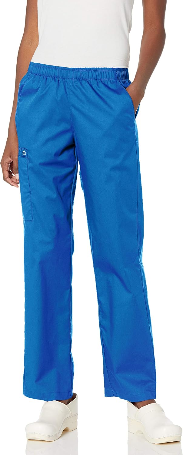 Wink WonderWORK Women's Pull-On Cargo Scrub Pant, Royal, S