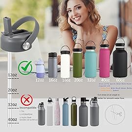 RRegeny Straw Lid for Hydro Flask Wide Mouth 32 40 oz, Straw Lids with Flexible Handle and Straws Compatible with HydroFlask, Replacement Sports Flex Cap Wide Mouth Top 32 40 oz