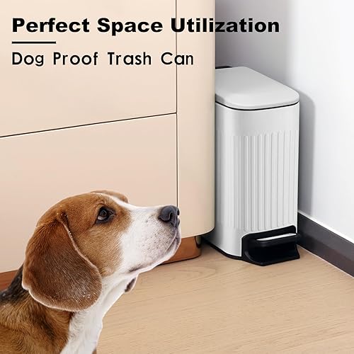 Miniatura 5 de TIPGO Cubo de basura pequeño para baño con tapa de cierre suave, cubo de basura de acero inoxidable de 6 litros1.6 galones con cubo interior