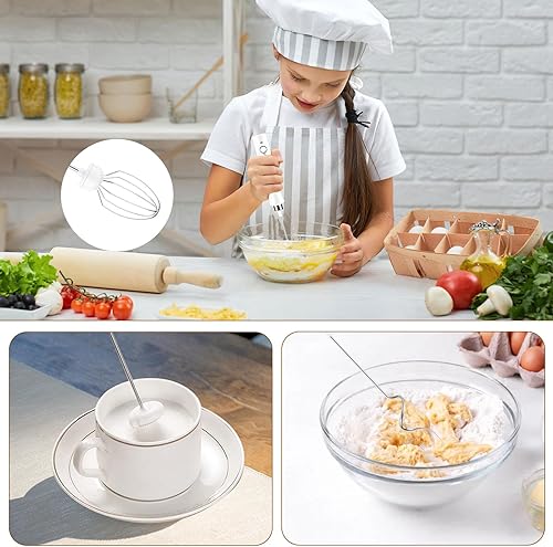 Miniatura 4 de Espumador de leche eléctrico de mano con 3 batidores, espumador recargable por USB, máquina de espuma ajustable de 3 velocidades, mezclador de