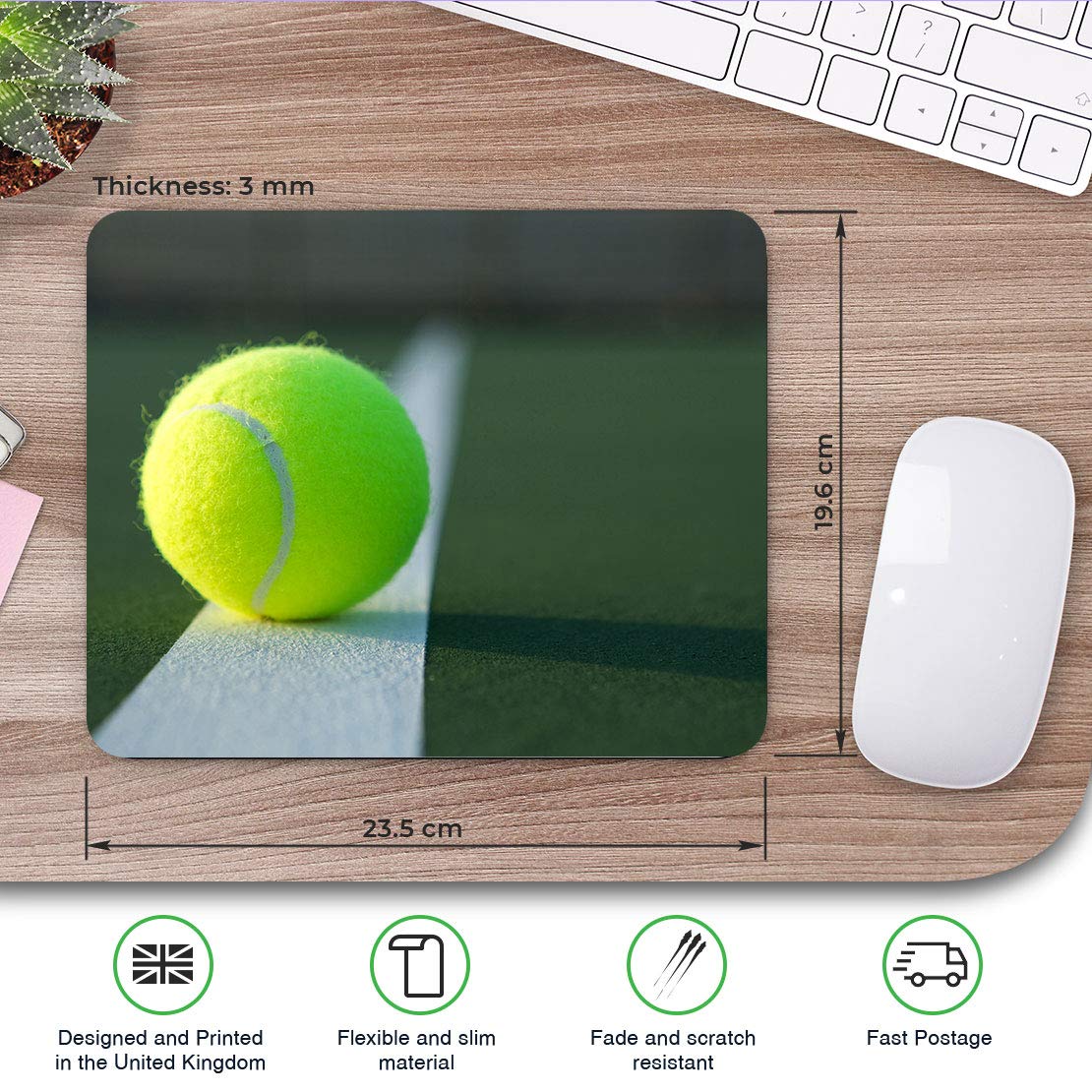 Destination Vinyl Ltd Confortevole Mat Mouse - Giallo Palla da Tennis Sport 23.5 x 19.6 cm (9.3 x 7.7 Pollici) per Il calcolatore & Computer Portatile, Ufficio, Regalo, Base Antiscivolo - RM2358