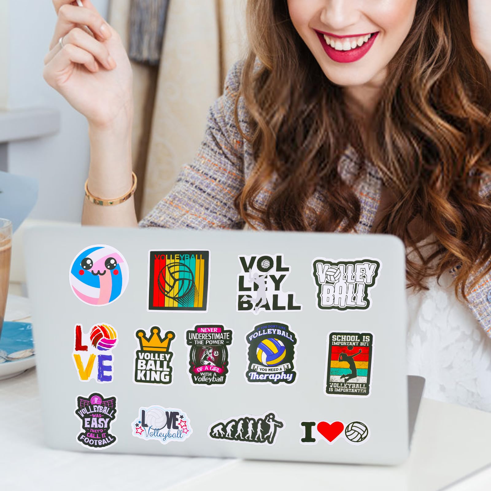 50 pezzi pallavolo idee regalo adesivi,Simpatici adesivi sportivi da pallavolo impermeabili regali sport impermeabile per laptop in vinile per adolescenti ragazze adulti skateboard bagagli moto