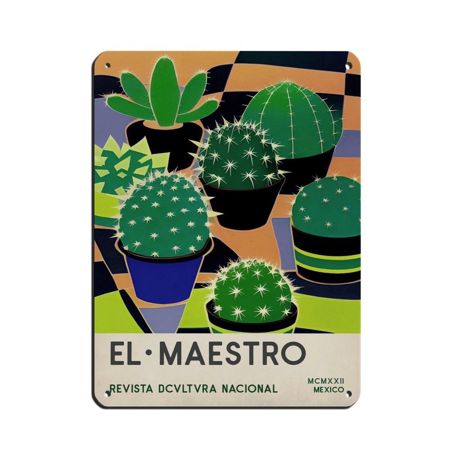 Cactus Art, Mexican Art,Mexico Travel Poster Tin Sign Vintage Metal Pub Club Cafe Bar Home Wall Art Decoration Poster Retro 12x16inch(30x40cm)