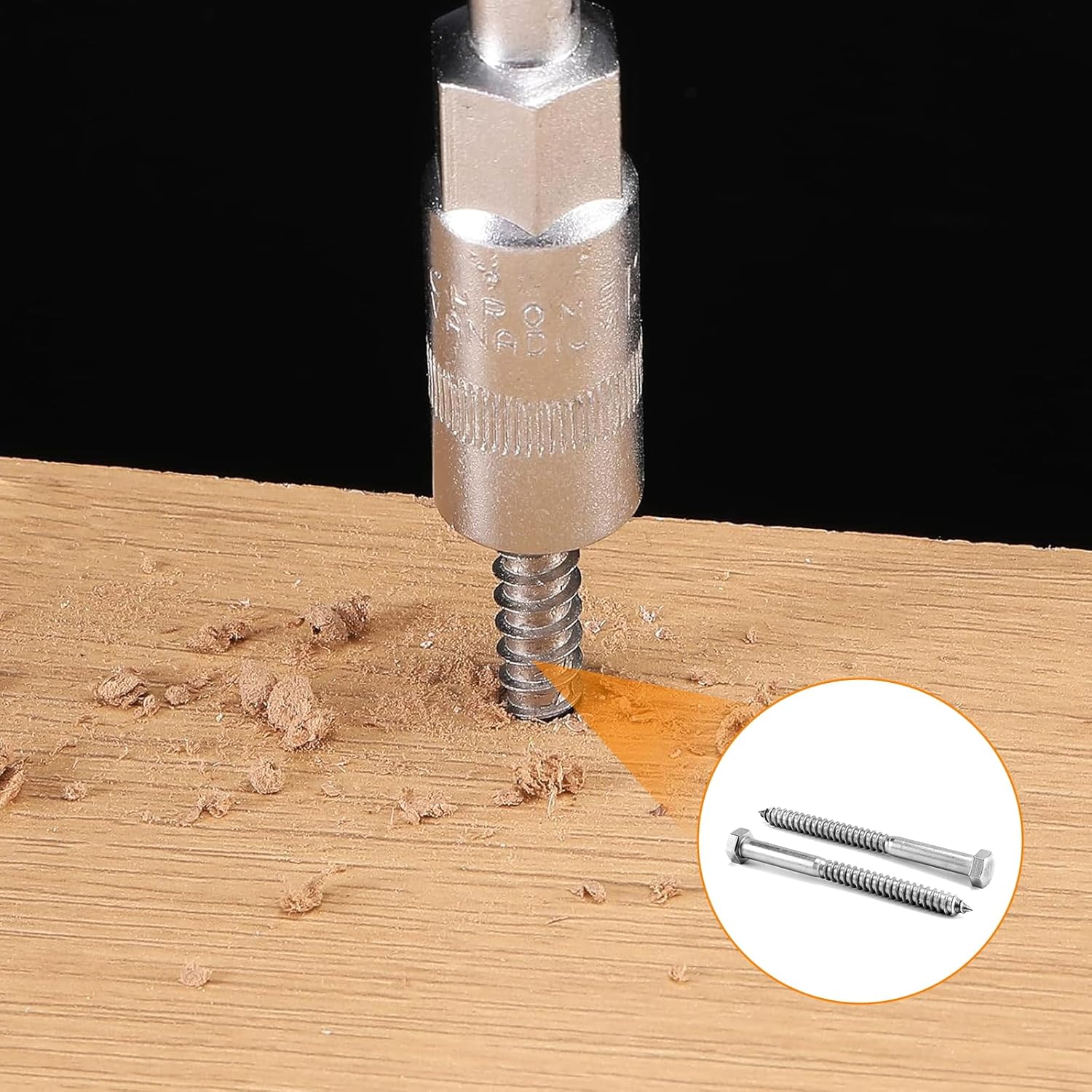 80 Pcs Stainless Steel Lag Bolts, M6 Heavy Duty Hex Head Lag Screws, Hexagonal Head Wood Screws, Partial Threaded Design, M6 x 30/40/50/60/80/90mm