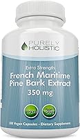 Vista 1 de Purely Holistic Extracto de corteza de pino 350 mg 180 cápsulas veganas 95% de proantocianidinas - Extracto de corteza de pino marítimo francés