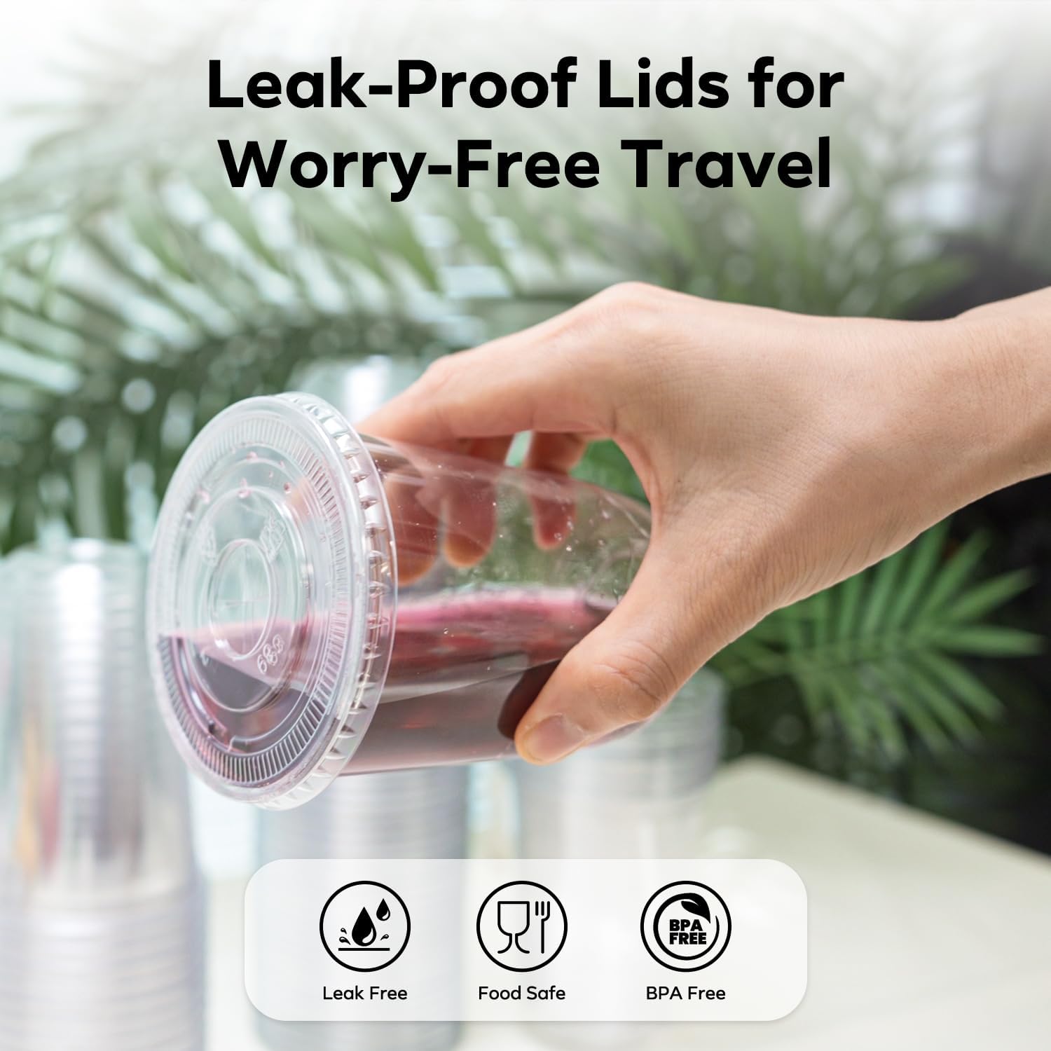 50PCS 14 oz Clear Cups with Lids and Straws, Plastic Disposable Coffee Smoothie Milkshake Juice Cups To Go, Iced Drink Cold Beverage Cup for Home, Office, BBQ, Parties, Outdoor Events, Travel