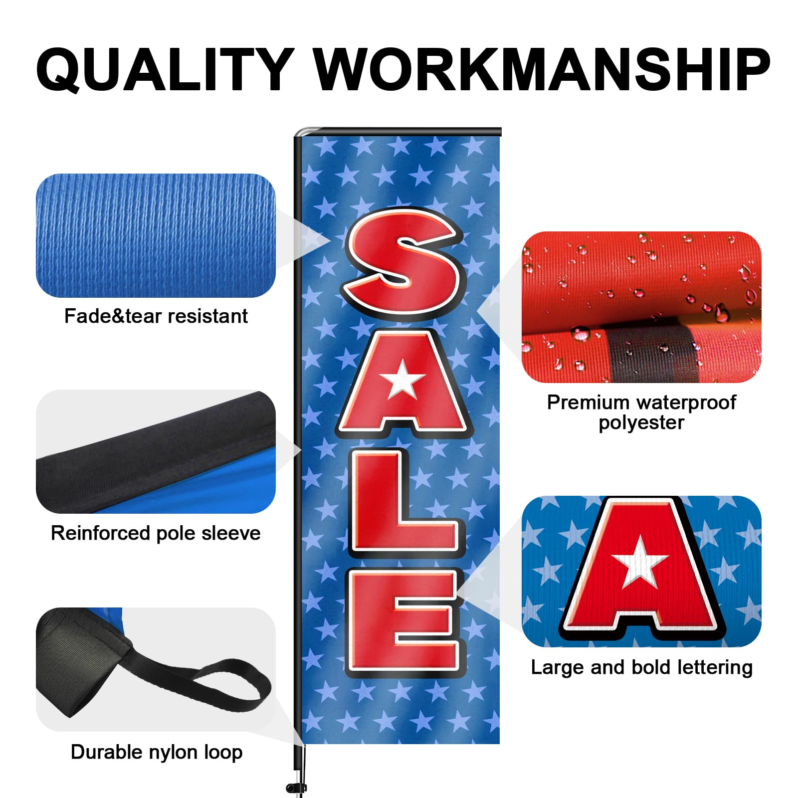 Bandera rectangular de plumas con kit de mástil de bandera y estaca de tierra, bandera sin viento de 11 pies, para publicidad en interiores y exteriores