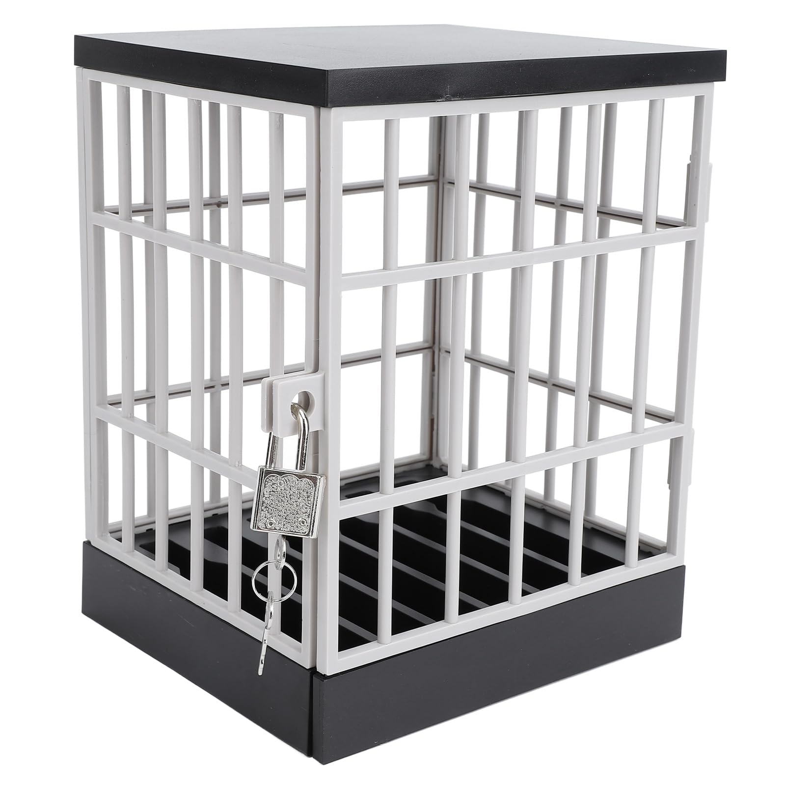 Cell Phone Jail Lock Box, 6 Device Capacity Family Phone Lock Box, Portable Screen Time Control Cage with Secure Keys for Home Office Classroom Family Time Party (Black Grey)
