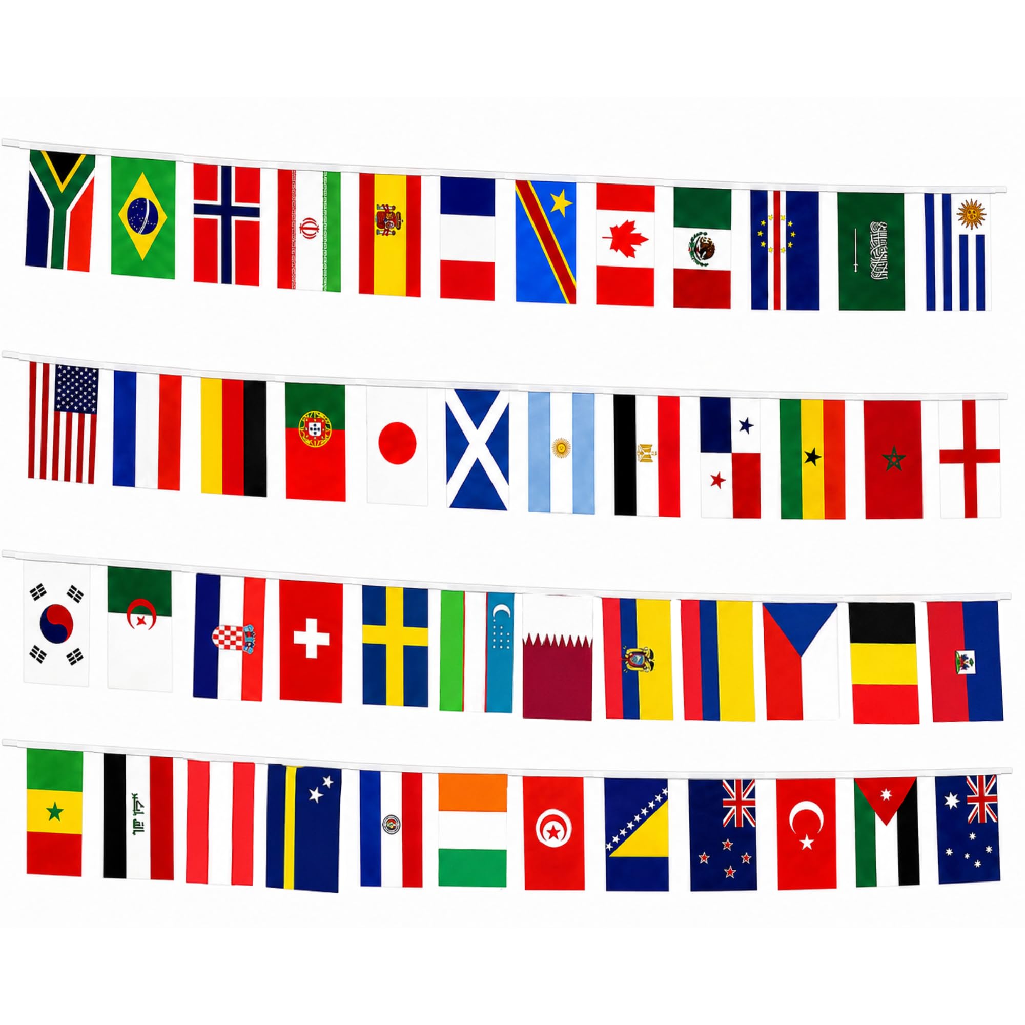 Guirlande Drapeaux Coupe du Monde Football 2026 15m 48 Drapeaux Pays 21x14cm Décoration Supporter