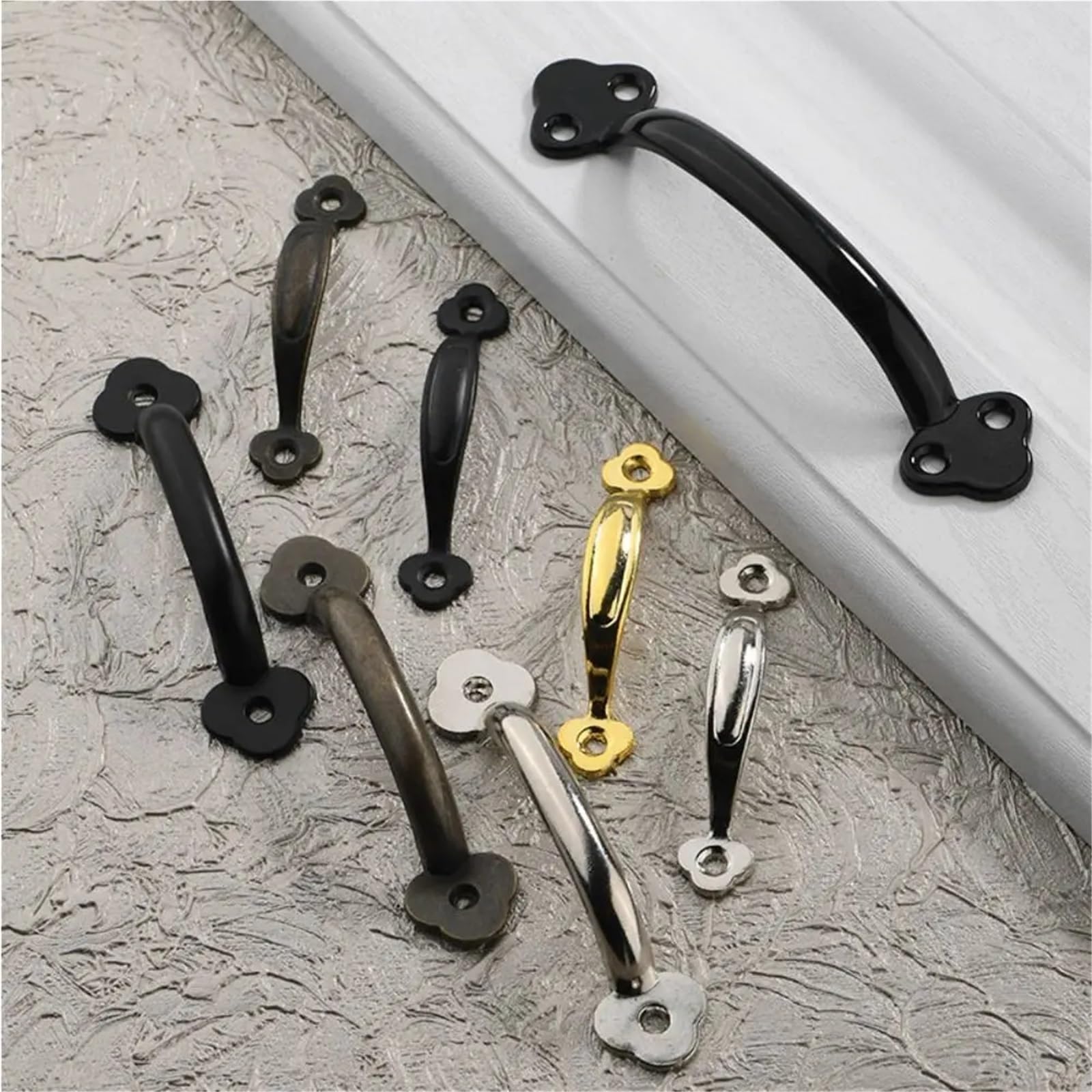 10 Pcs Antique Door Handles Bronze Drawer Pulls Wardrobe Jewelry Box Furniture(14.3cm-Black)