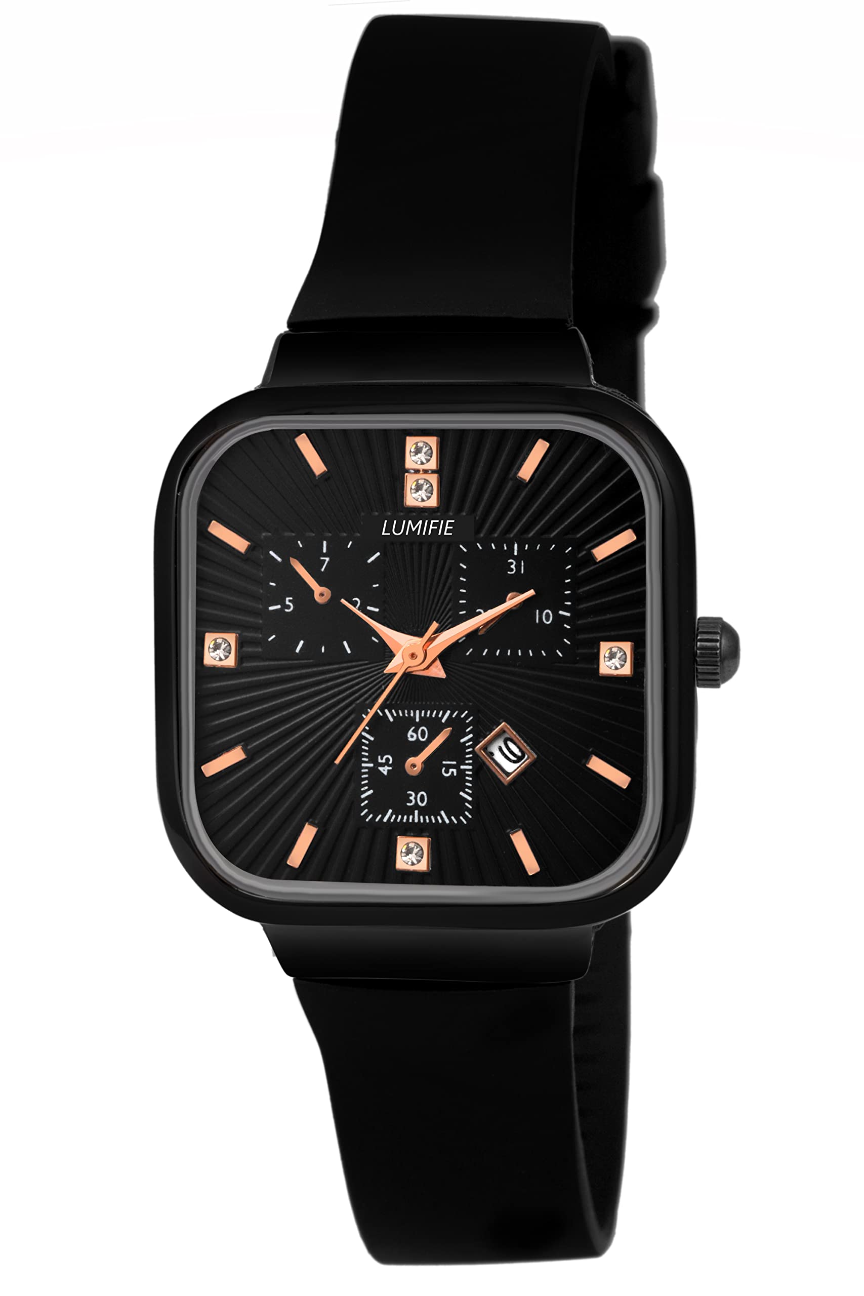 LUMIFIE Analog Black Date Display Square 3 Box Trendy Girls Watch (B0BS6JV9QM) Amazon Price History, Amazon Price Tracker