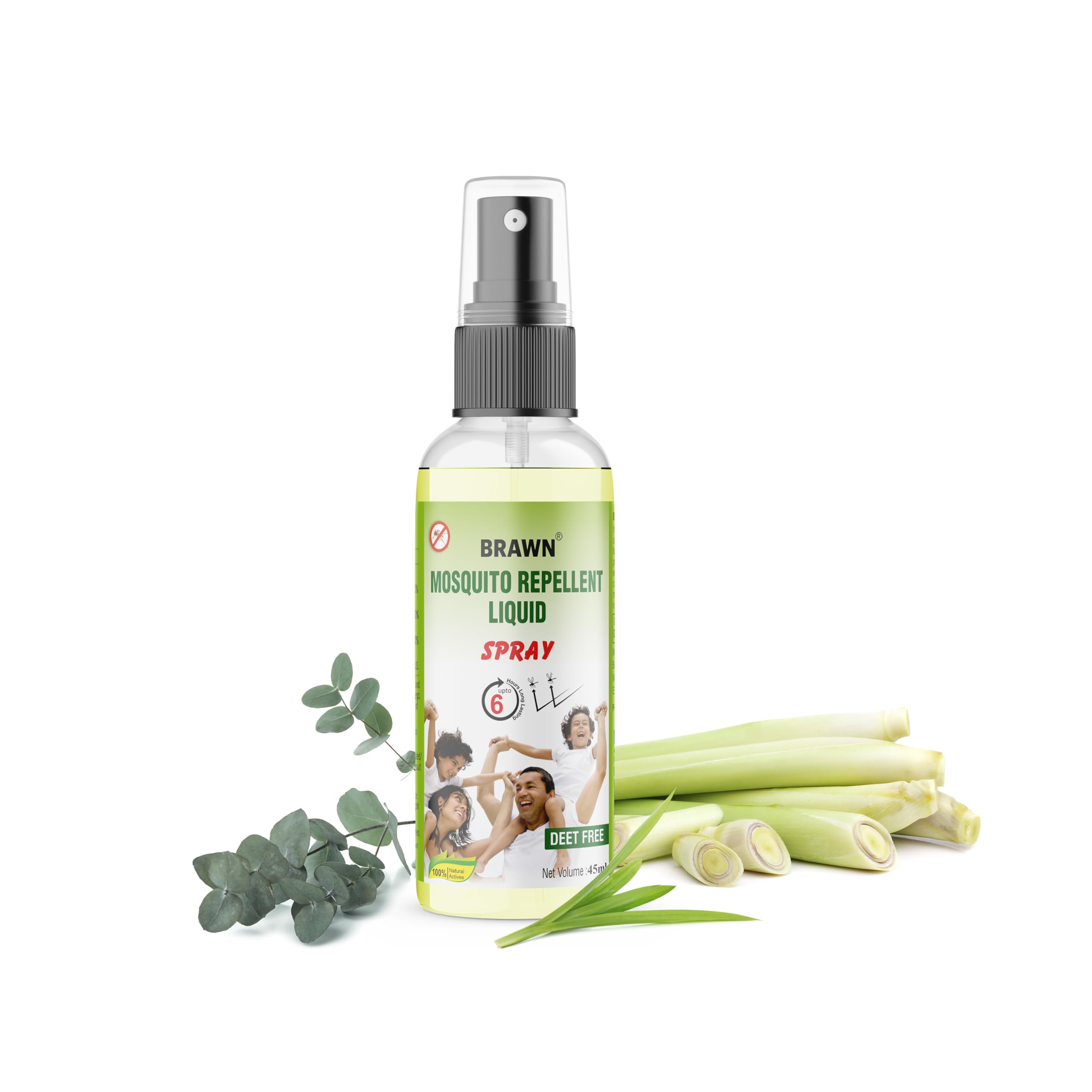 Brawn Herbal Mosquito Repellent Spray for Kids, Safe and Gentle on Skin, Pleasant Smell, DEET FREE Anti Mosquito Spray 45 ML (Pack of 1)