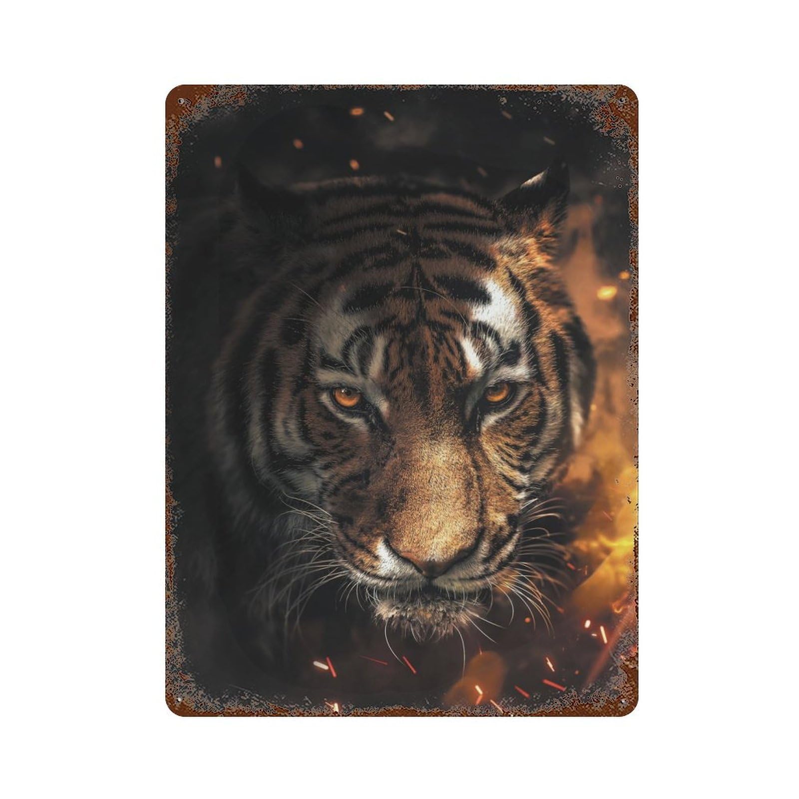 Sparkling Tiger Decorative Tin Sign 15.7"x11.8", Ideal for Cafe, Home Bar And Lounge Decor